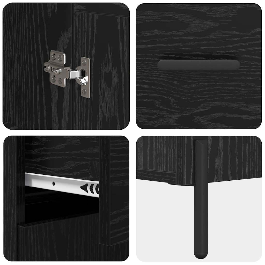 Highboard Schwarz Eichen-Optik 69,5 x 34 x 180 cm Holzwerkstoff