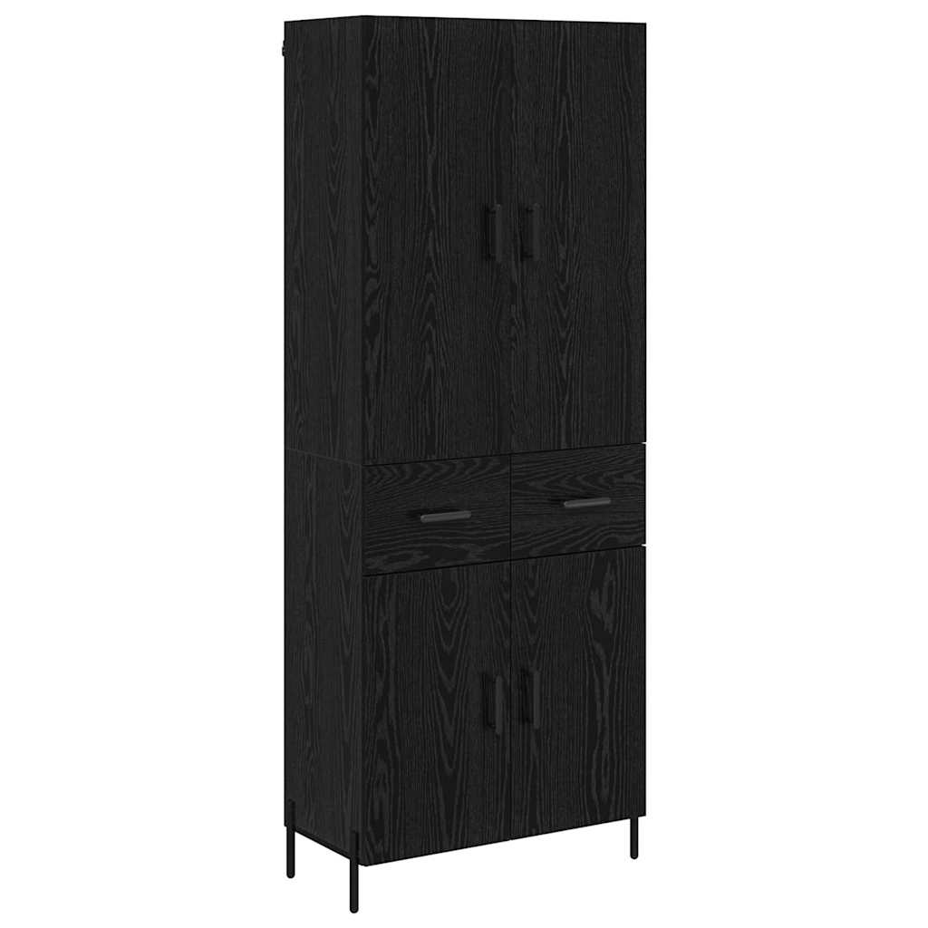 Highboard Schwarz Eichen-Optik 69,5 x 34 x 180 cm Holzwerkstoff
