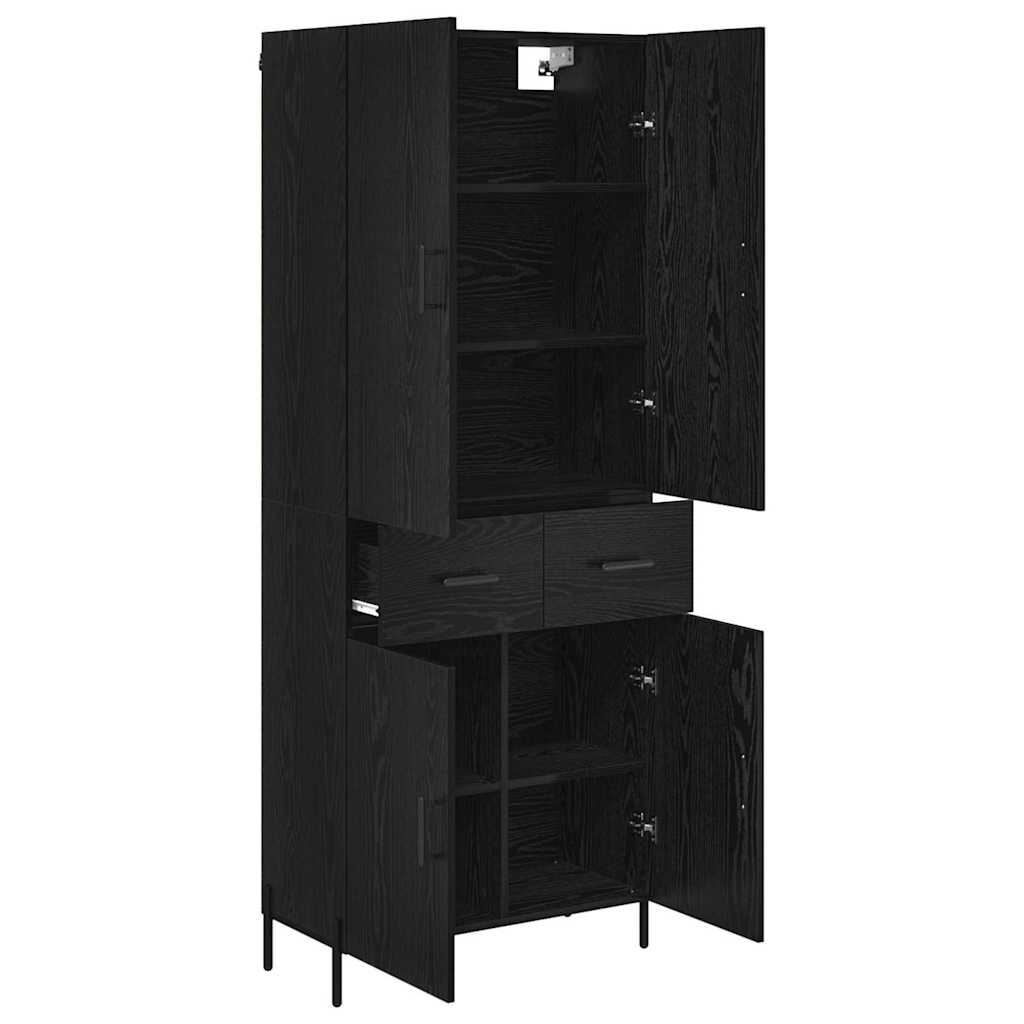 Highboard Schwarz Eichen-Optik 69,5 x 34 x 180 cm Holzwerkstoff