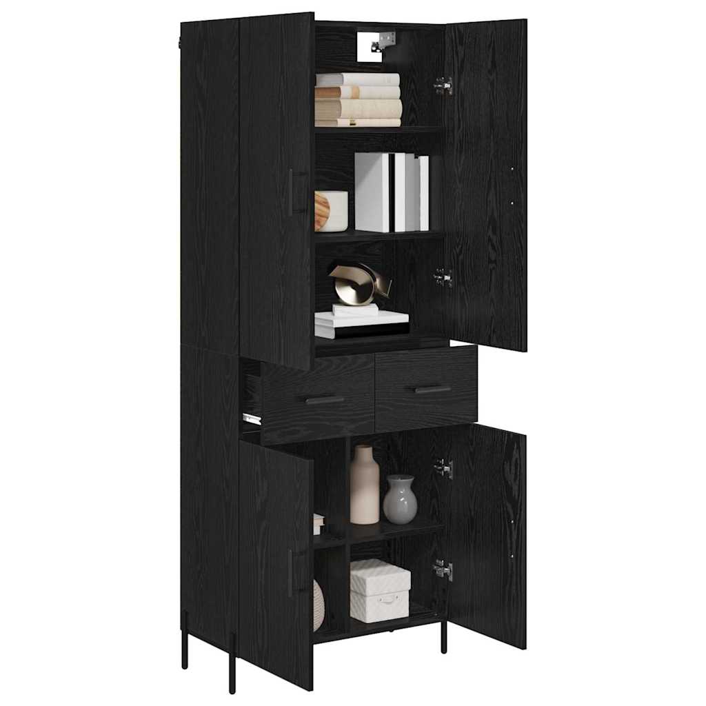 Highboard Schwarz Eichen-Optik 69,5 x 34 x 180 cm Holzwerkstoff