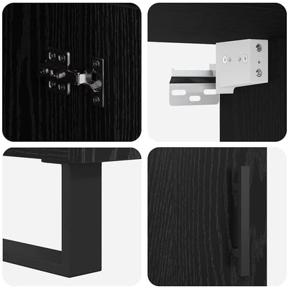 Highboard 2 stk. Schwarz Eichen-Optik 69,5 x 34 x 180 cm