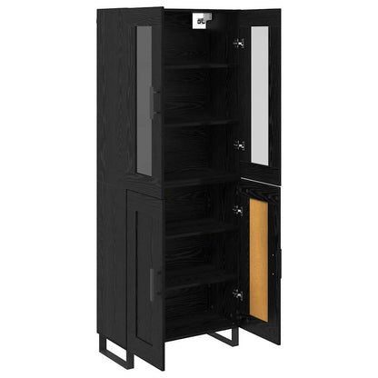 Highboard 2 stk. Schwarz Eichen-Optik 69,5 x 34 x 180 cm