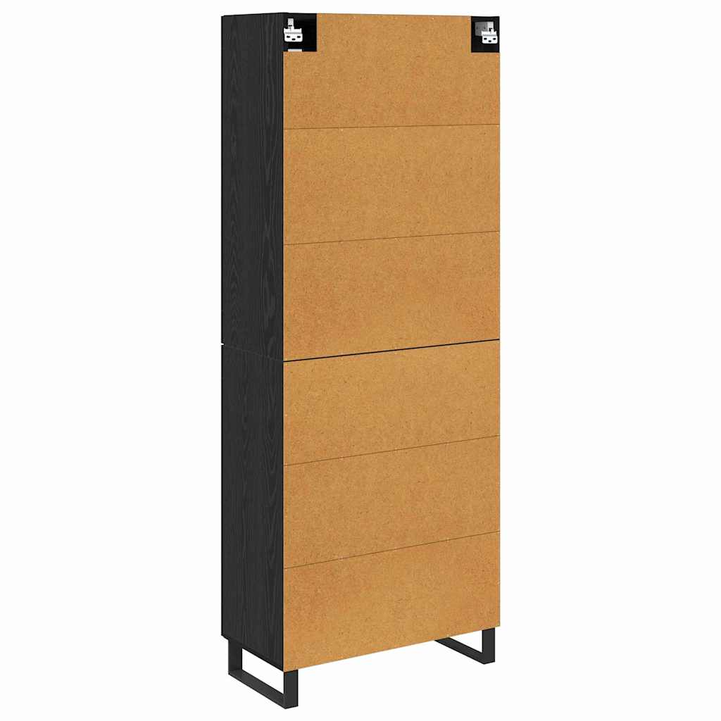 Highboard 2 pcs Schwarz Eichen-Optik Engineered Wood und Glas