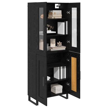 Highboard 2 stk. Schwarz Eichen-Optik 69,5 x 34 x 180 cm