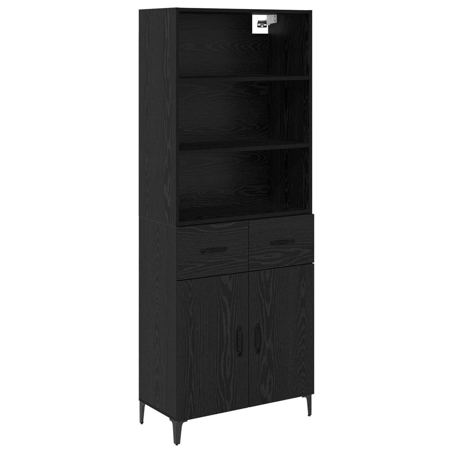 Highboard Schwarz Eichen-Optik 69,5 x 34 x 180 cm Holzwerkstoff