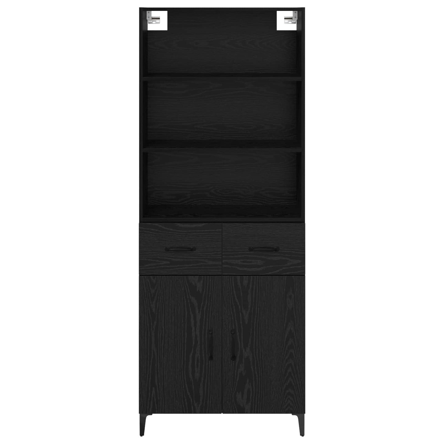 Highboard Schwarz Eichen-Optik 69,5 x 34 x 180 cm Holzwerkstoff