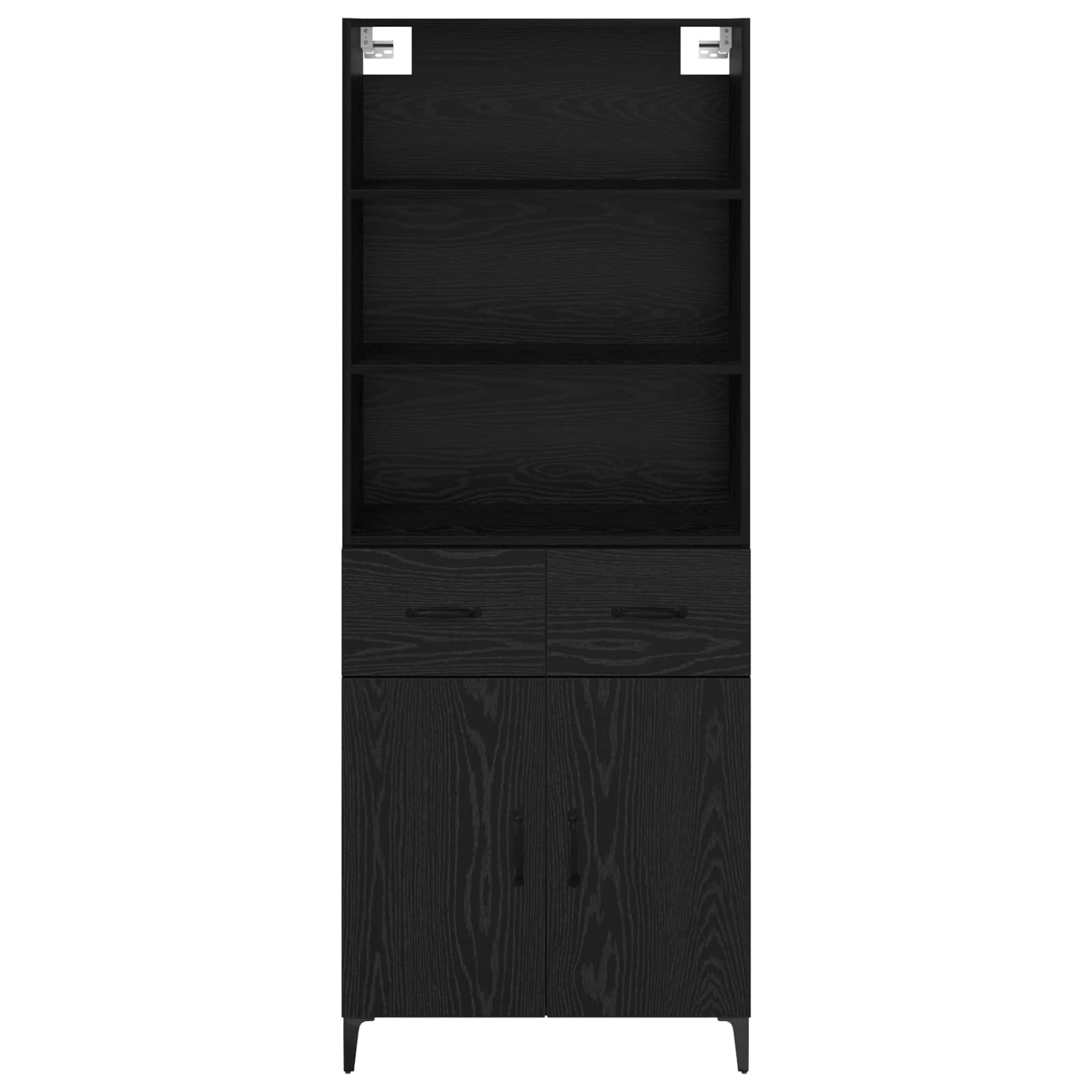 Highboard Schwarz Eichen-Optik 69,5 x 34 x 180 cm Holzwerkstoff