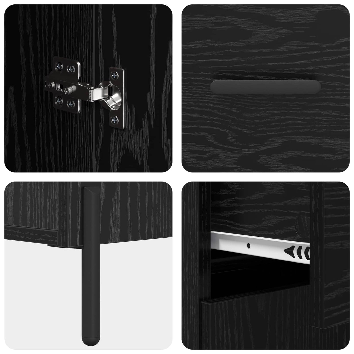 Highboard Schwarz Eichen-Optik 69,5 x 34 x 180 cm Holzwerkstoff