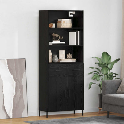 Highboard Schwarz Eichen-Optik 69,5 x 34 x 180 cm Holzwerkstoff