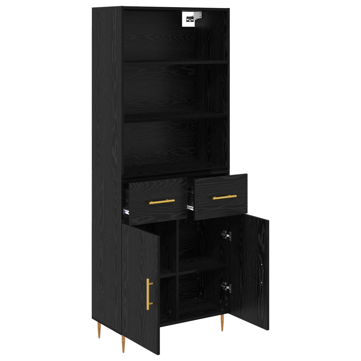 Highboard Schwarz Eichen-Optik 69,5 x 34 x 180 cm Holzwerkstoff