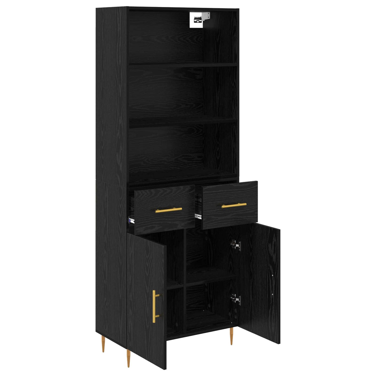 Highboard Schwarz Eichen-Optik 69,5 x 34 x 180 cm Holzwerkstoff