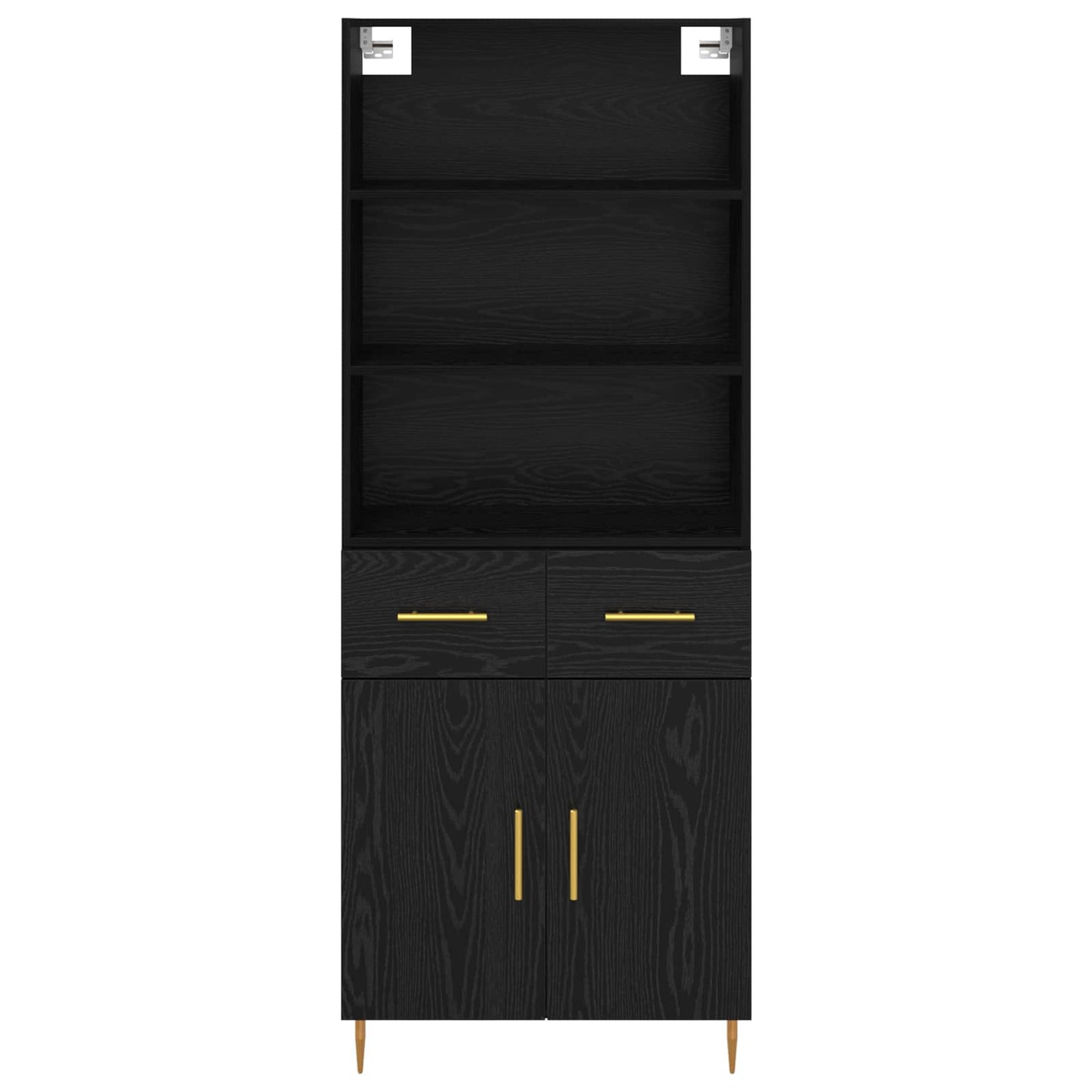 Highboard Schwarz Eichen-Optik 69,5 x 34 x 180 cm Holzwerkstoff