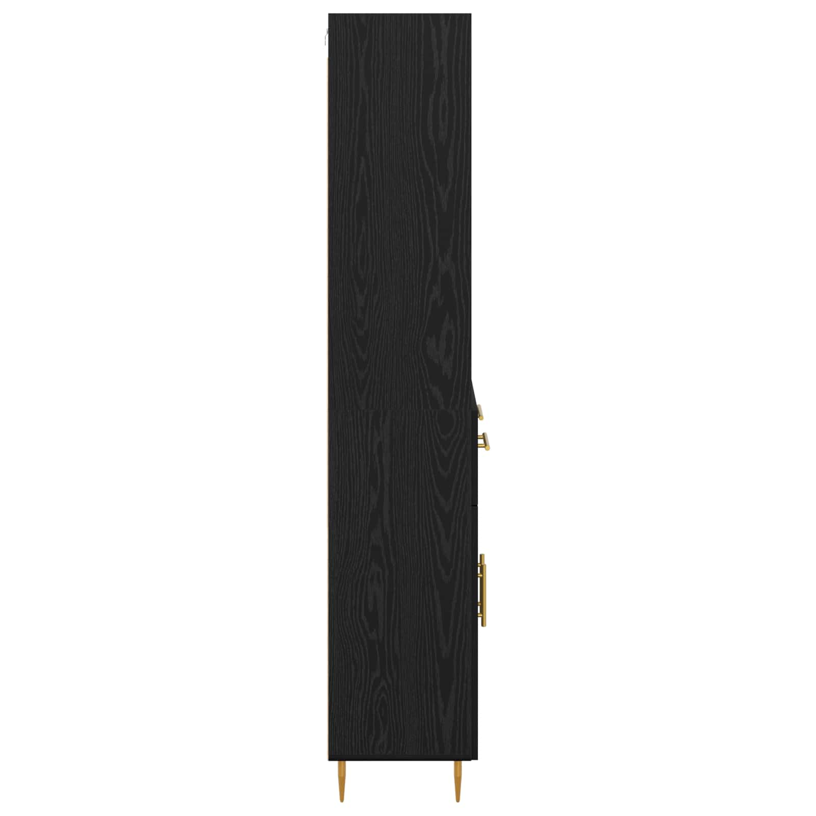 Highboard Schwarz Eichen-Optik 69,5 x 34 x 180 cm Holzwerkstoff