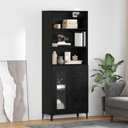 Highboard Schwarz Eichen-Optik 69,5 x 34 x 180 cm Holzwerkstoff