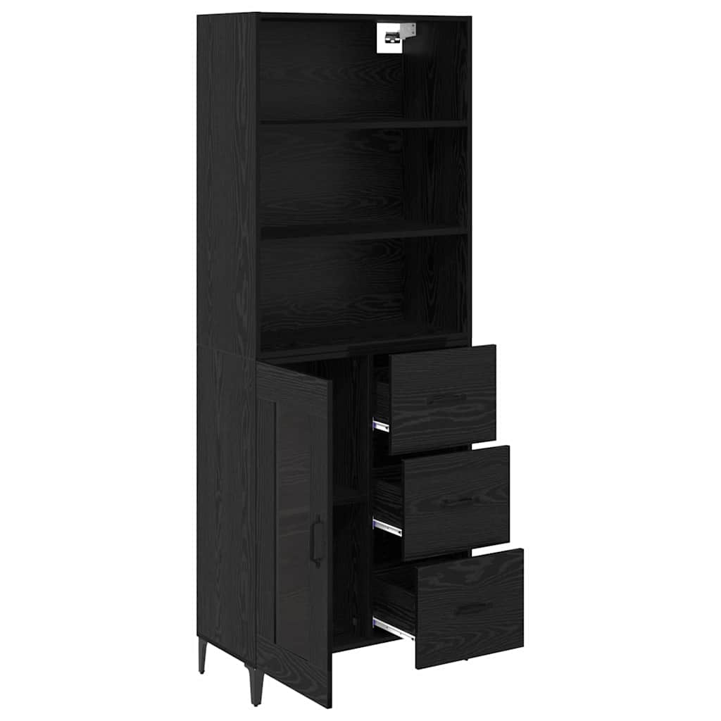 Highboard Schwarz Eichen-Optik 69,5 x 34 x 180 cm Holzwerkstoff