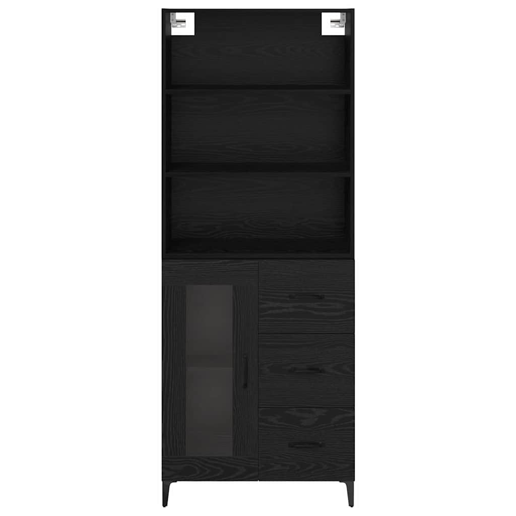 Highboard Schwarz Eichen-Optik 69,5 x 34 x 180 cm Holzwerkstoff