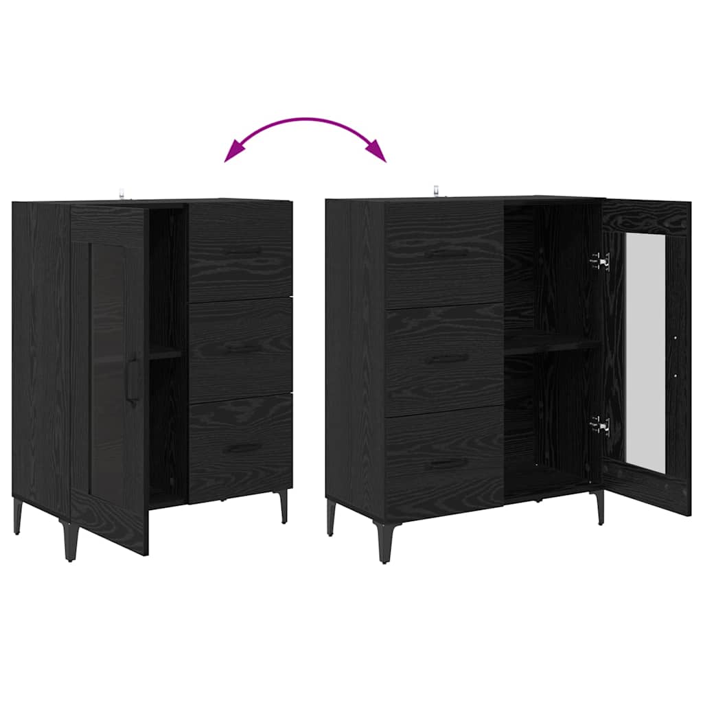 Highboard Schwarz Eichen-Optik 69,5 x 34 x 180 cm Holzwerkstoff