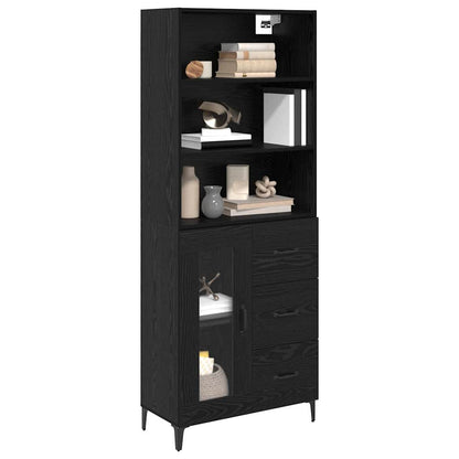 Highboard Schwarz Eichen-Optik 69,5 x 34 x 180 cm Holzwerkstoff