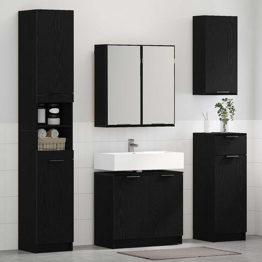 Badezimmermöbel-Set 3 stk. Schwarz Eichen-Optik