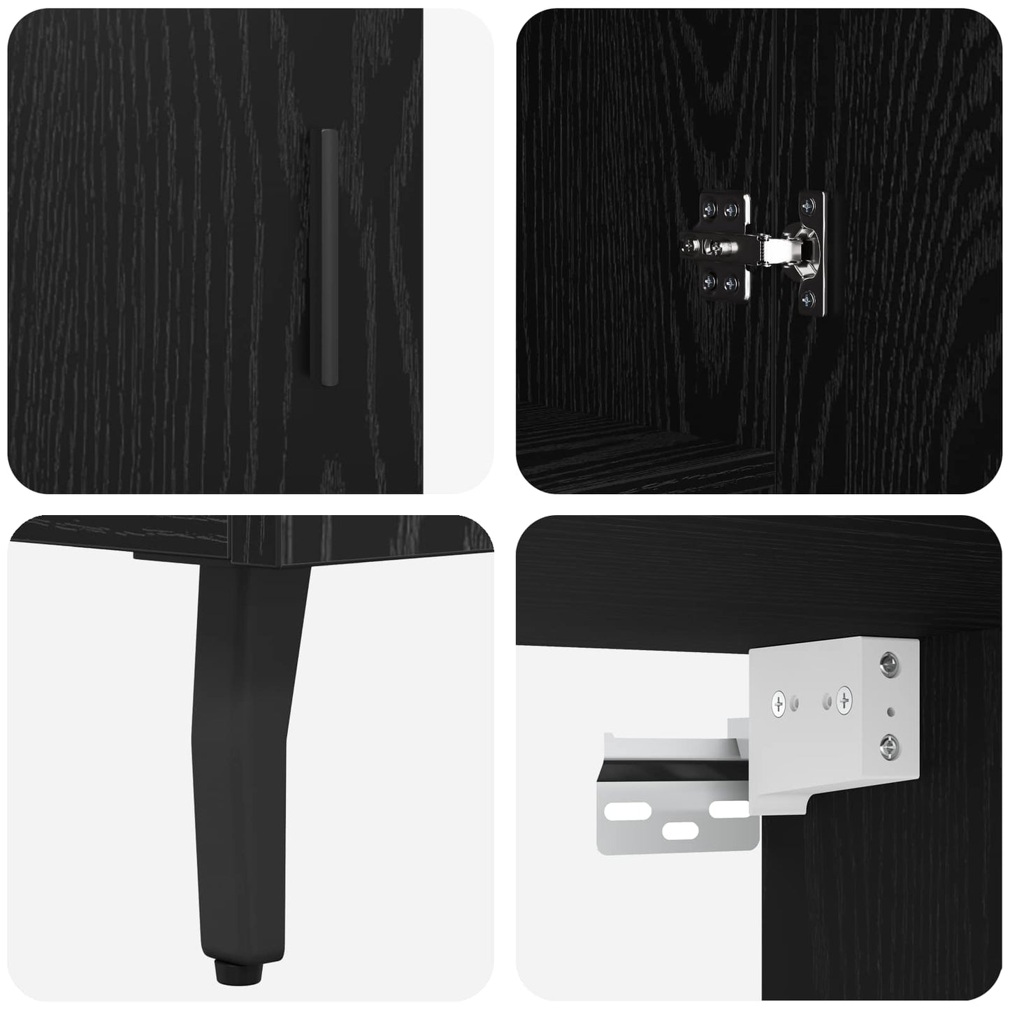 Highboard 2 stk. Schwarz Eichen-Optik 69,5 x 34 x 180 cm