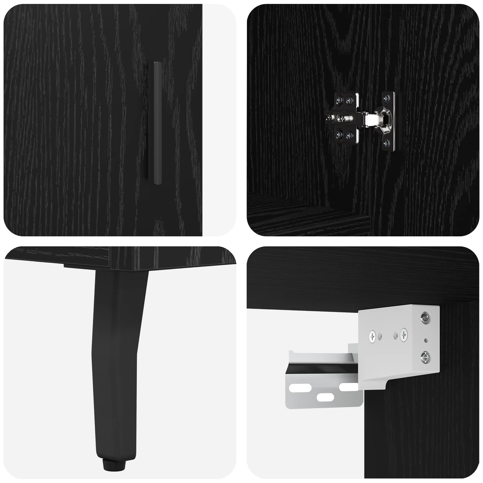 Highboard 2 stk. Schwarz Eichen-Optik 69,5 x 34 x 180 cm
