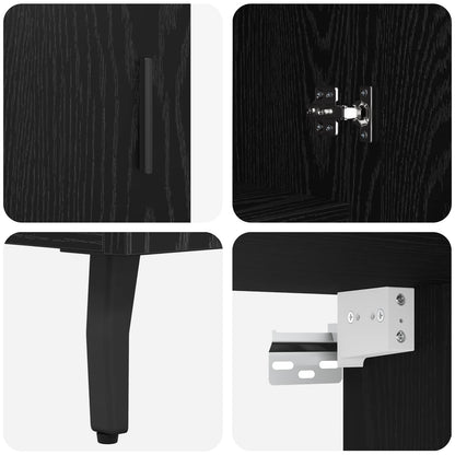 Highboard 2 stk. Schwarz Eichen-Optik 69,5 x 34 x 180 cm
