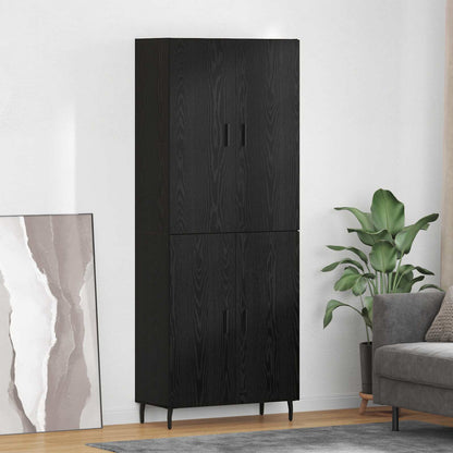 Highboard 2 stk. Schwarz Eichen-Optik 69,5 x 34 x 180 cm