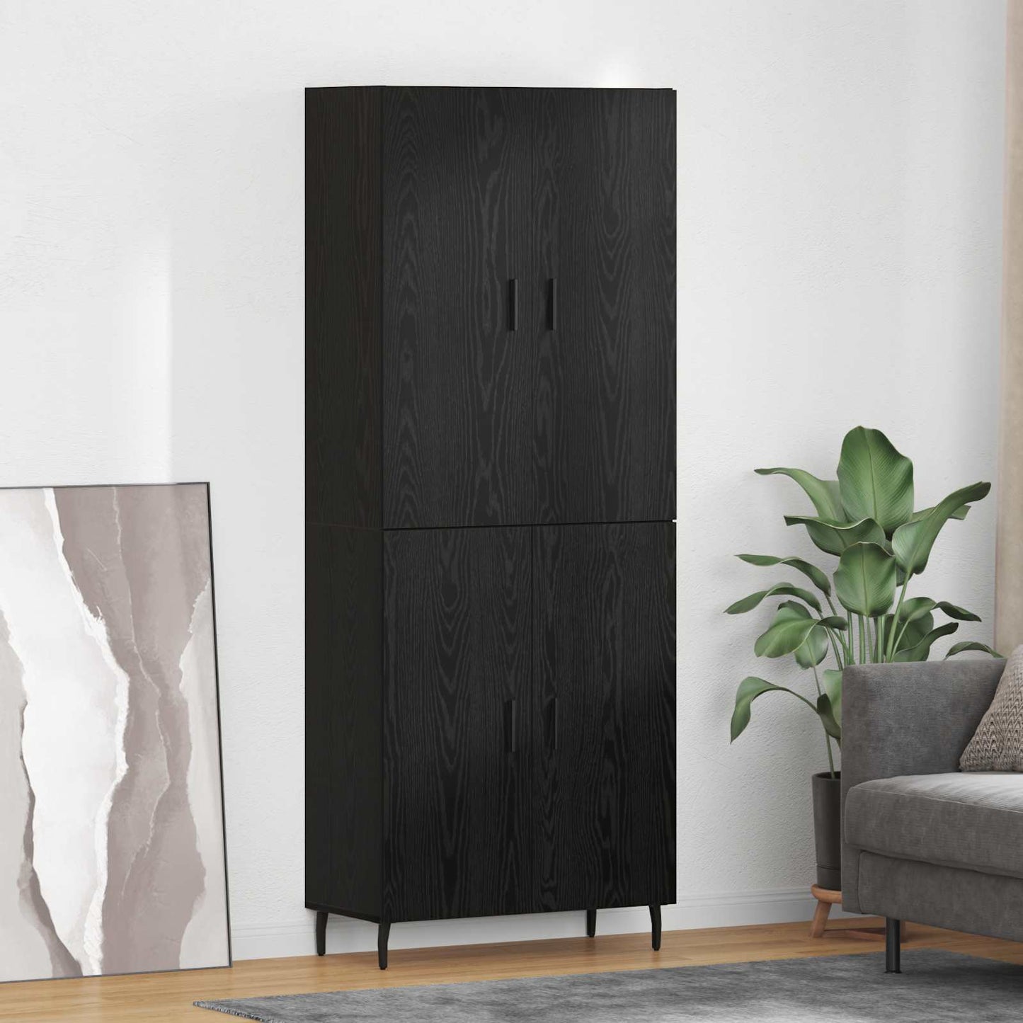 Highboard 2 stk. Schwarz Eichen-Optik 69,5 x 34 x 180 cm