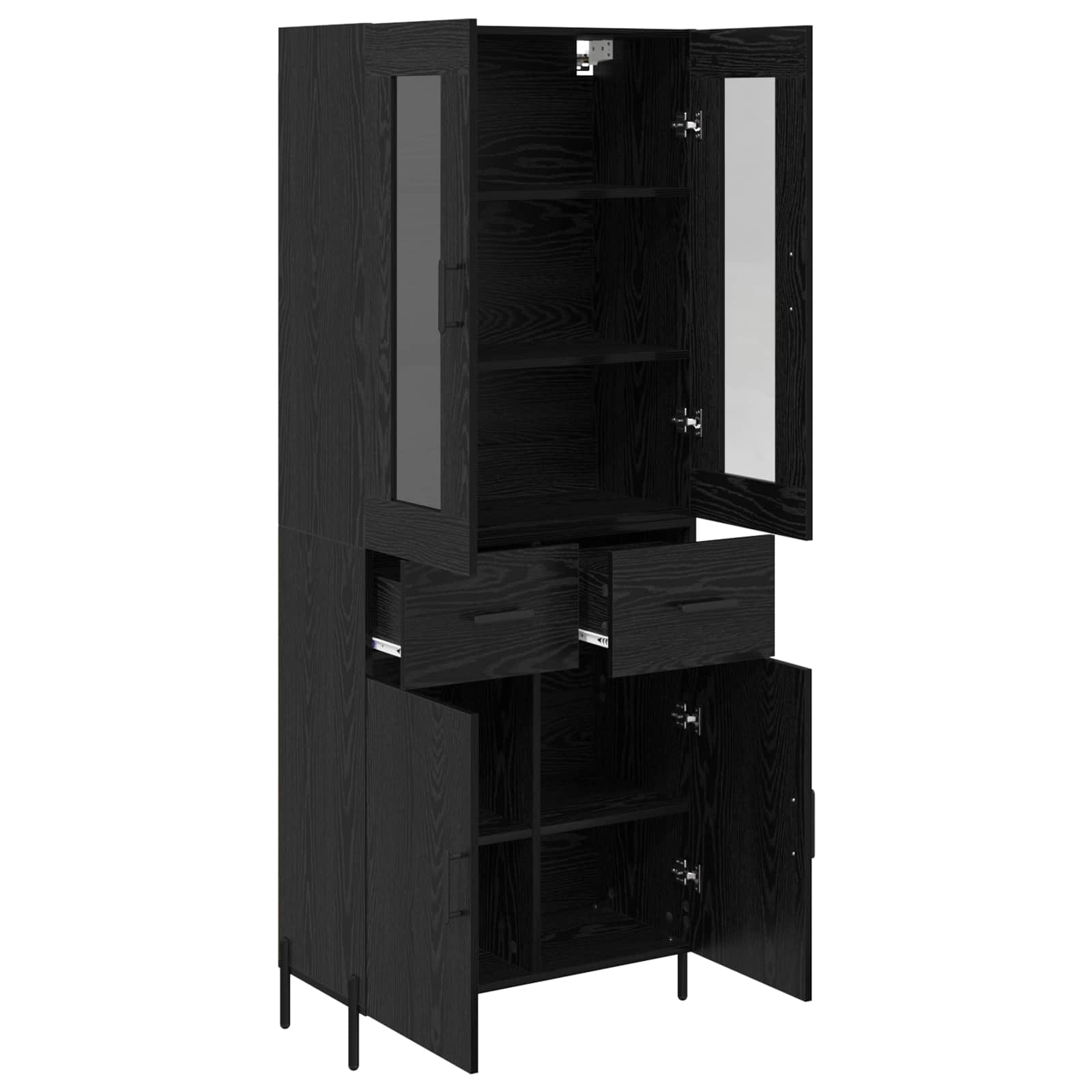 Highboard Schwarz Eichen-Optik 69,5 x 34 x 180 cm Holzwerkstoff