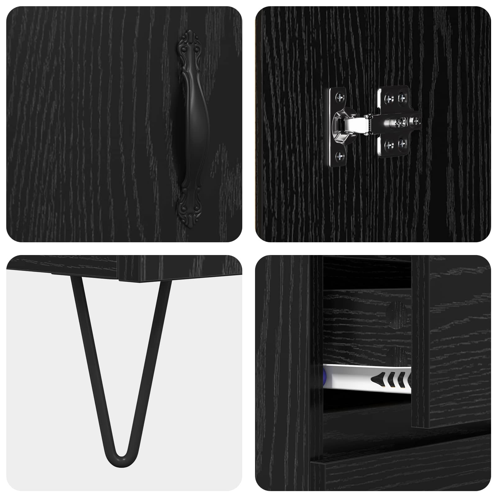 Highboard 2 stk. Schwarz Eichen-Optik 69,5 x 34 x 180 cm