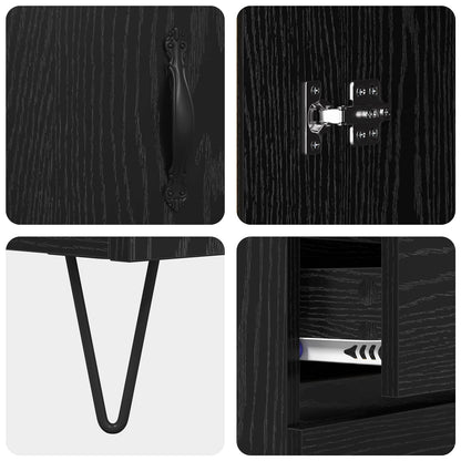 Highboard 2 stk. Schwarz Eichen-Optik 69,5 x 34 x 180 cm