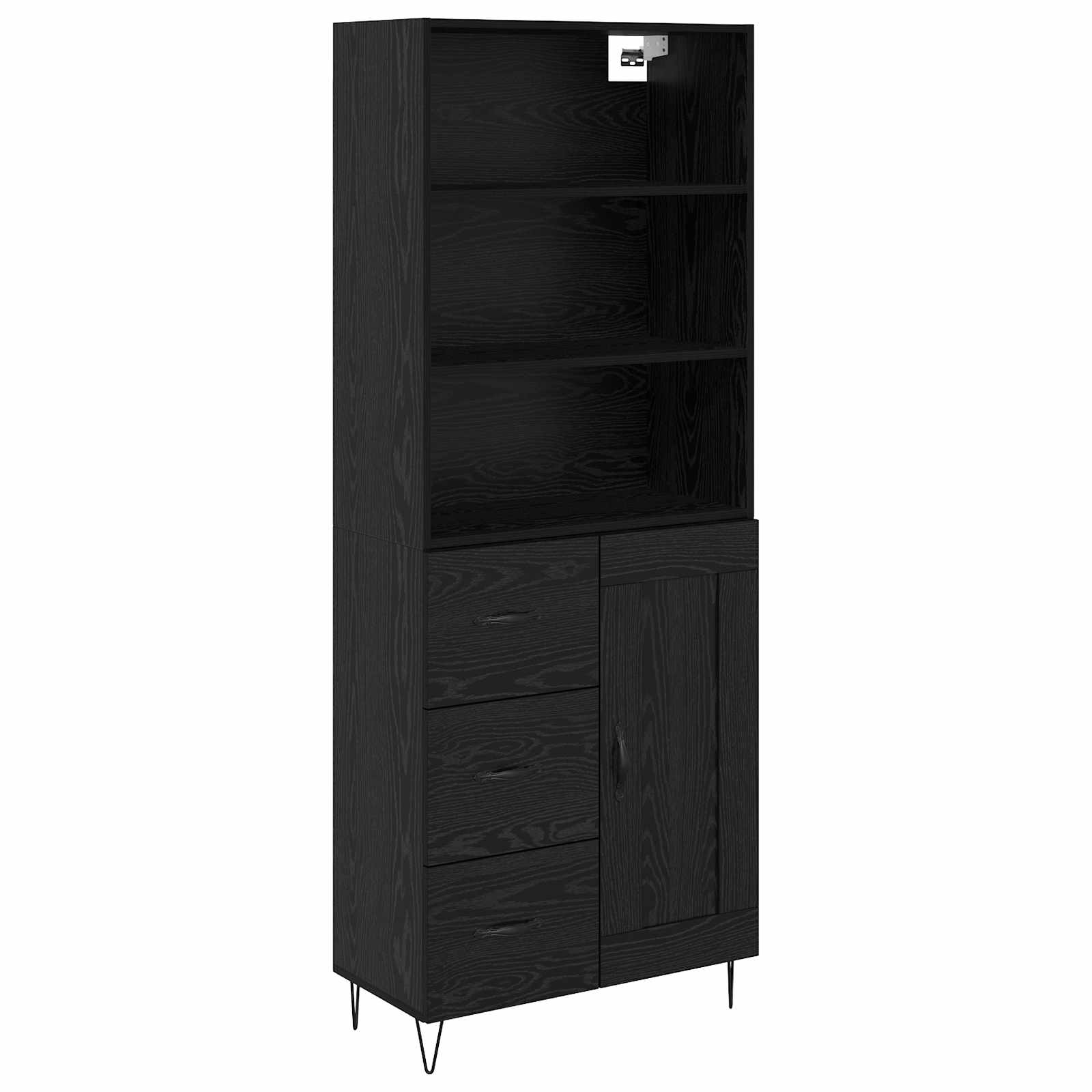 Highboard 2 stk. Schwarz Eichen-Optik 69,5 x 34 x 180 cm