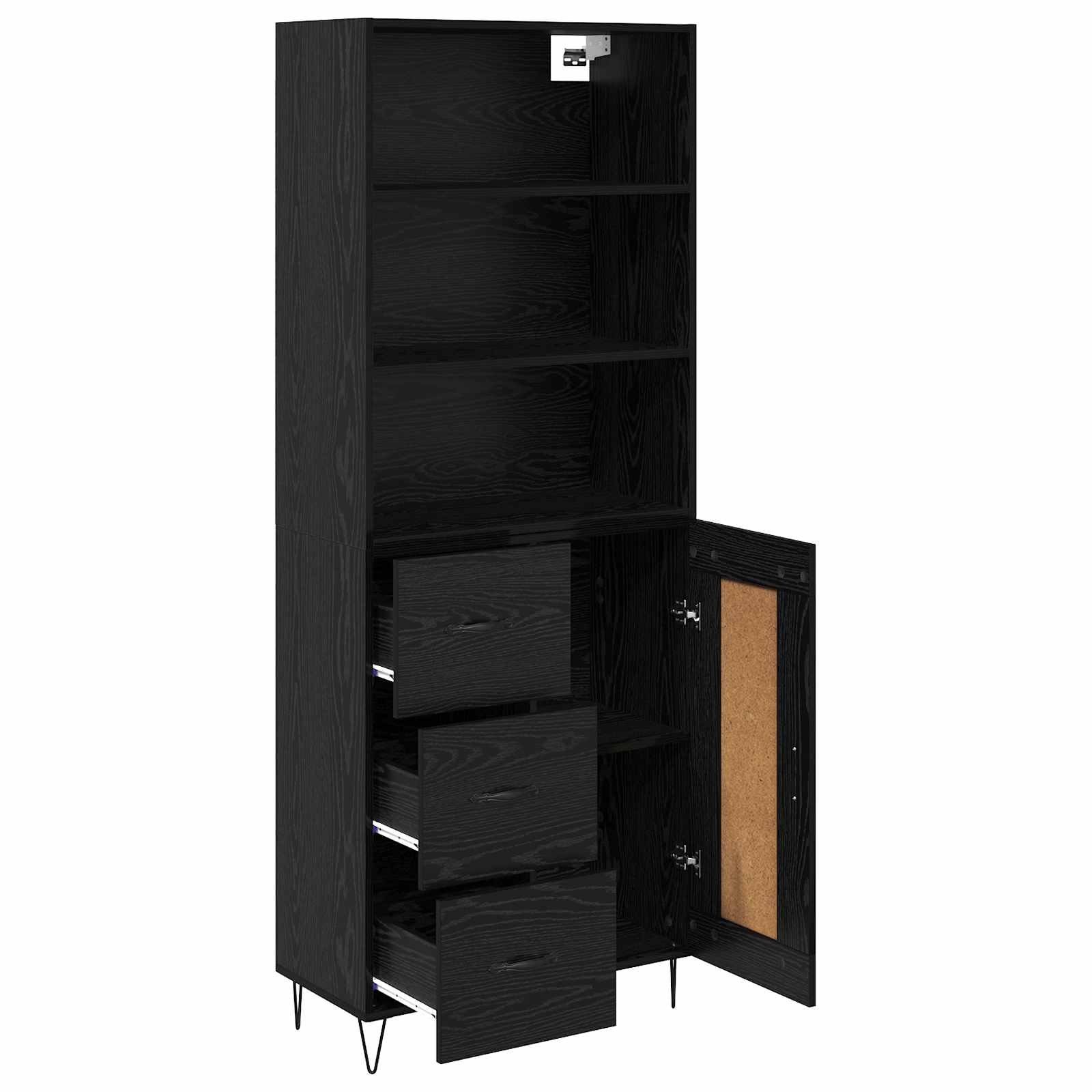 Highboard 2 stk. Schwarz Eichen-Optik 69,5 x 34 x 180 cm