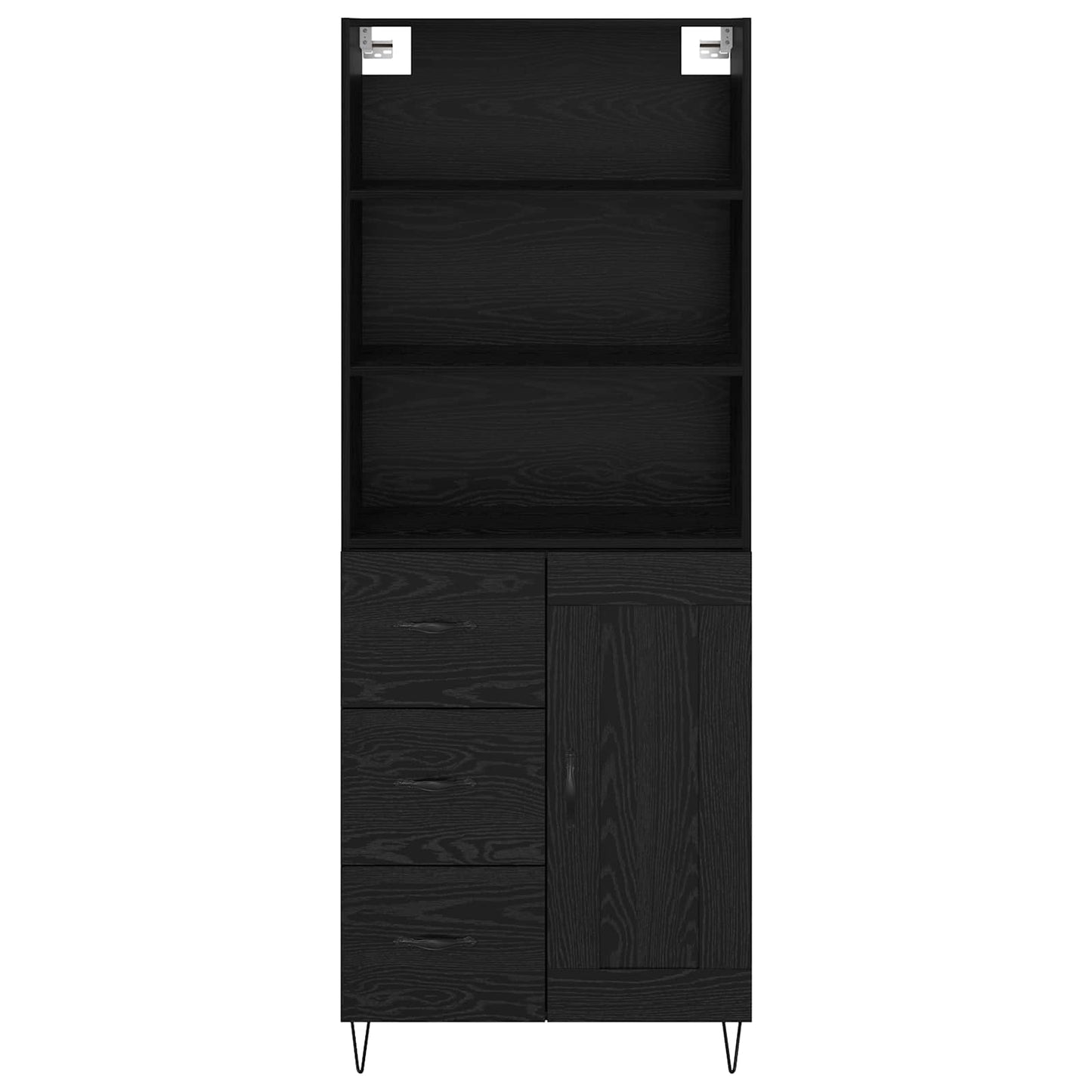 Highboard 2 stk. Schwarz Eichen-Optik 69,5 x 34 x 180 cm