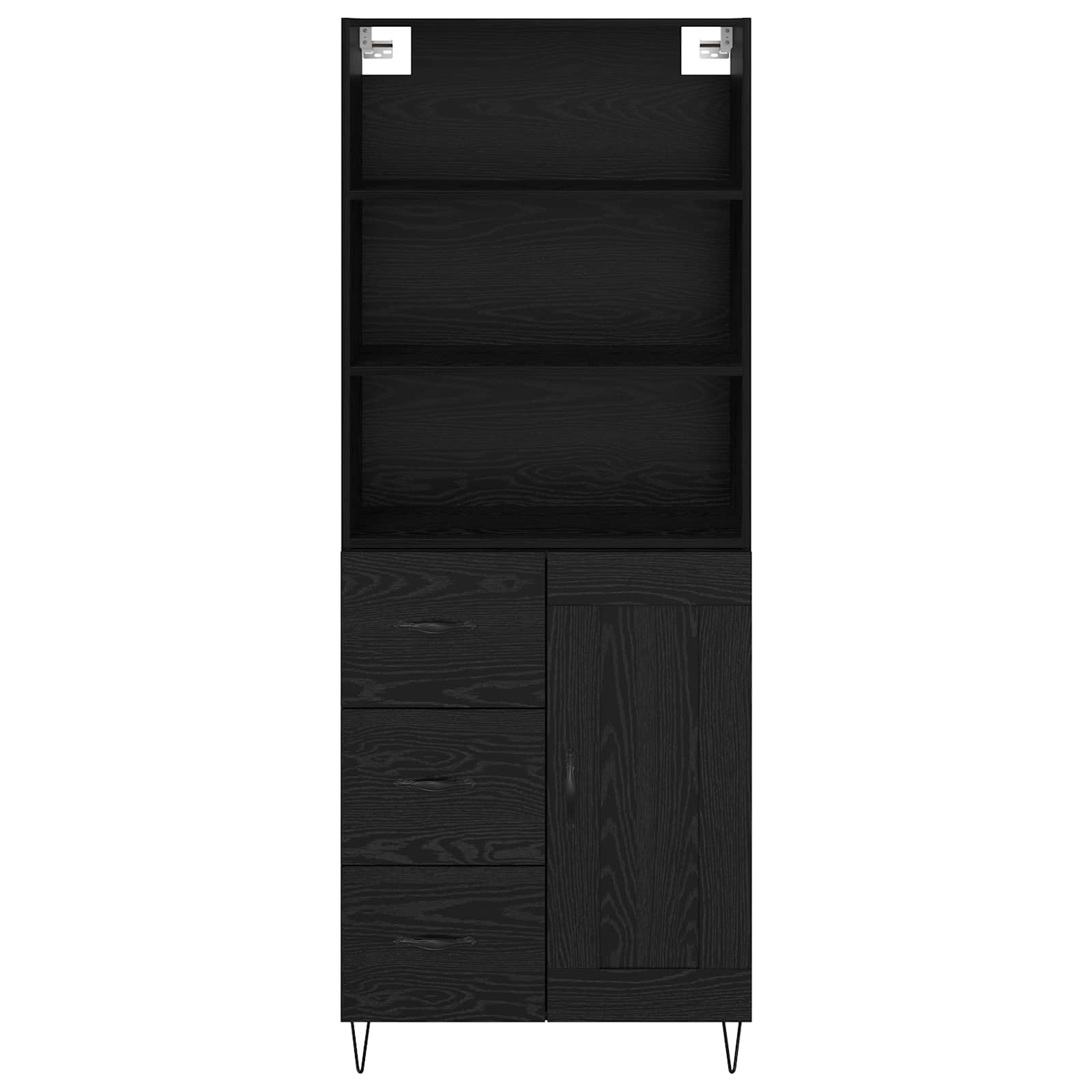 Highboard 2 stk. Schwarz Eichen-Optik 69,5 x 34 x 180 cm