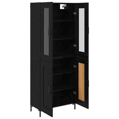 Highboard 2 stk. Schwarz Eichen-Optik 69,5 x 34 x 180 cm