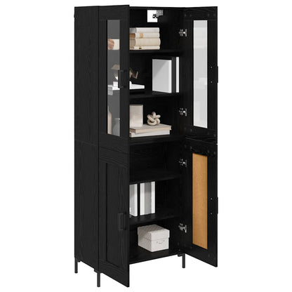 Highboard 2 stk. Schwarz Eichen-Optik 69,5 x 34 x 180 cm