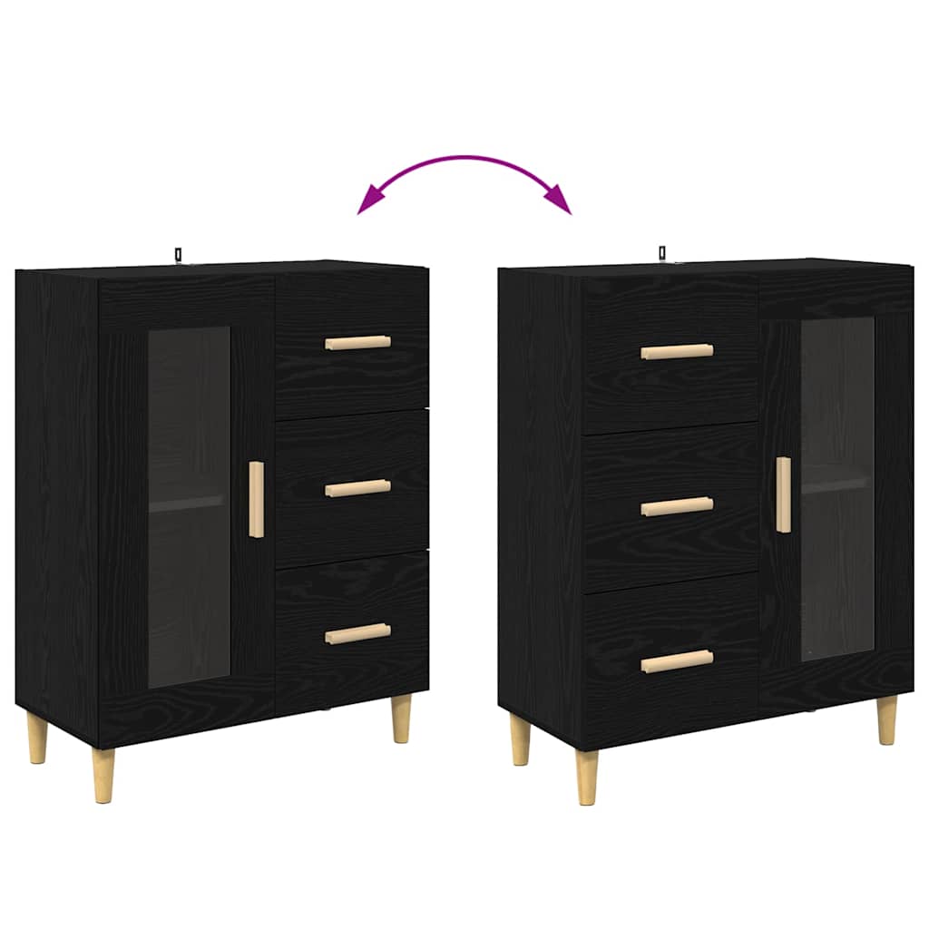 Highboard Schwarz Eichen-Optik 69,5 x 34 x 180 cm Holzwerkstoff