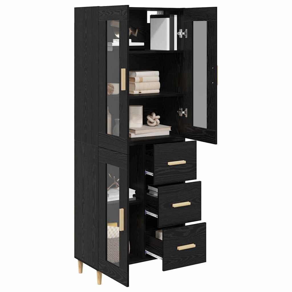 Highboard Schwarz Eichen-Optik 69,5 x 34 x 180 cm Holzwerkstoff