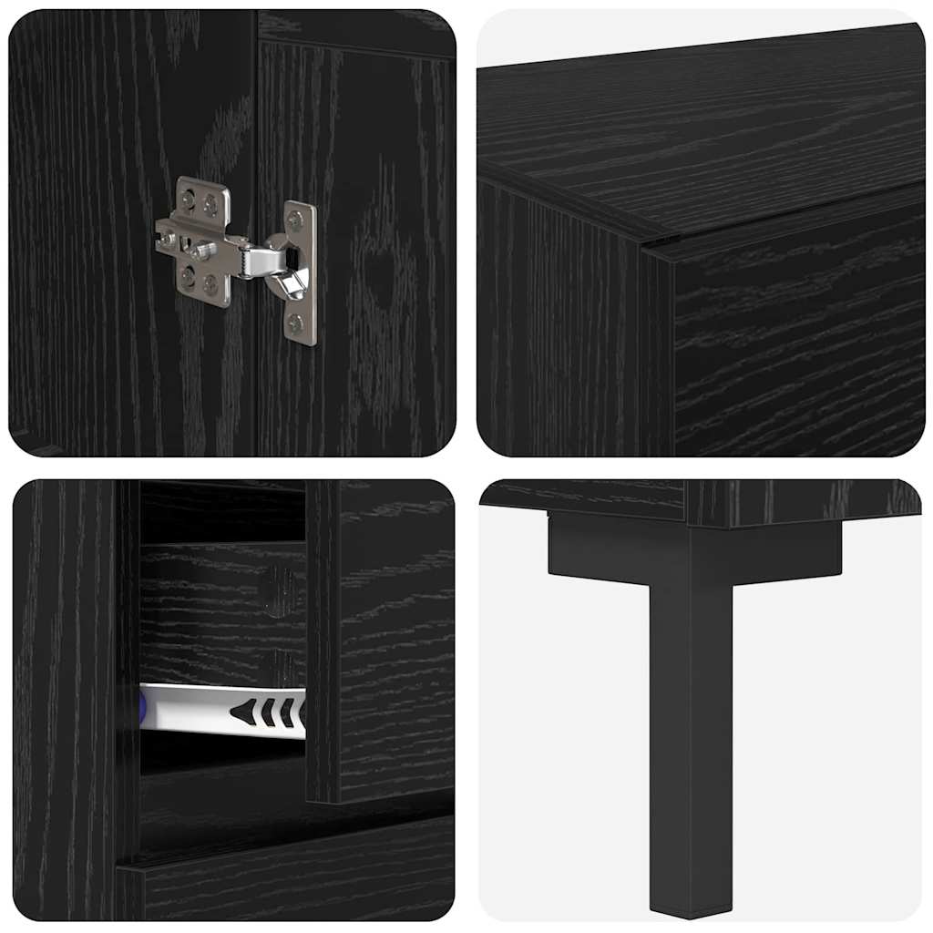Highboard 2 stk. Schwarz Eichen-Optik 69,5 x 34 x 180 cm