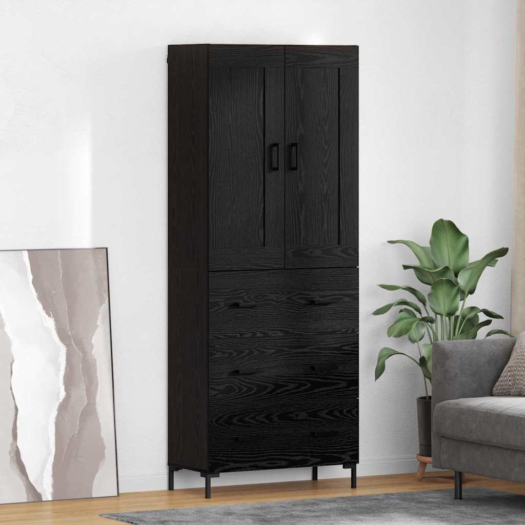Highboard 2 stk. Schwarz Eichen-Optik 69,5 x 34 x 180 cm