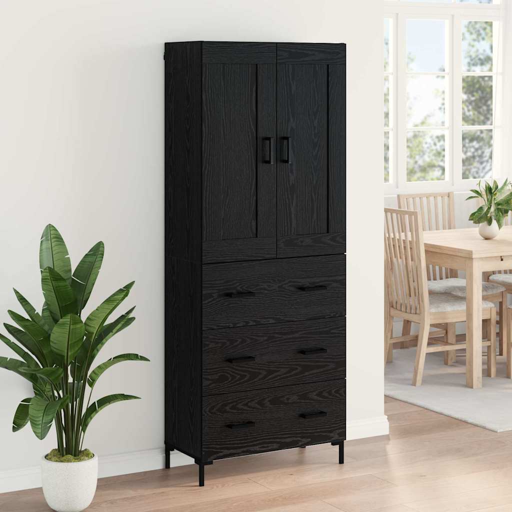 Highboard 2 stk. Schwarz Eichen-Optik 69,5 x 34 x 180 cm