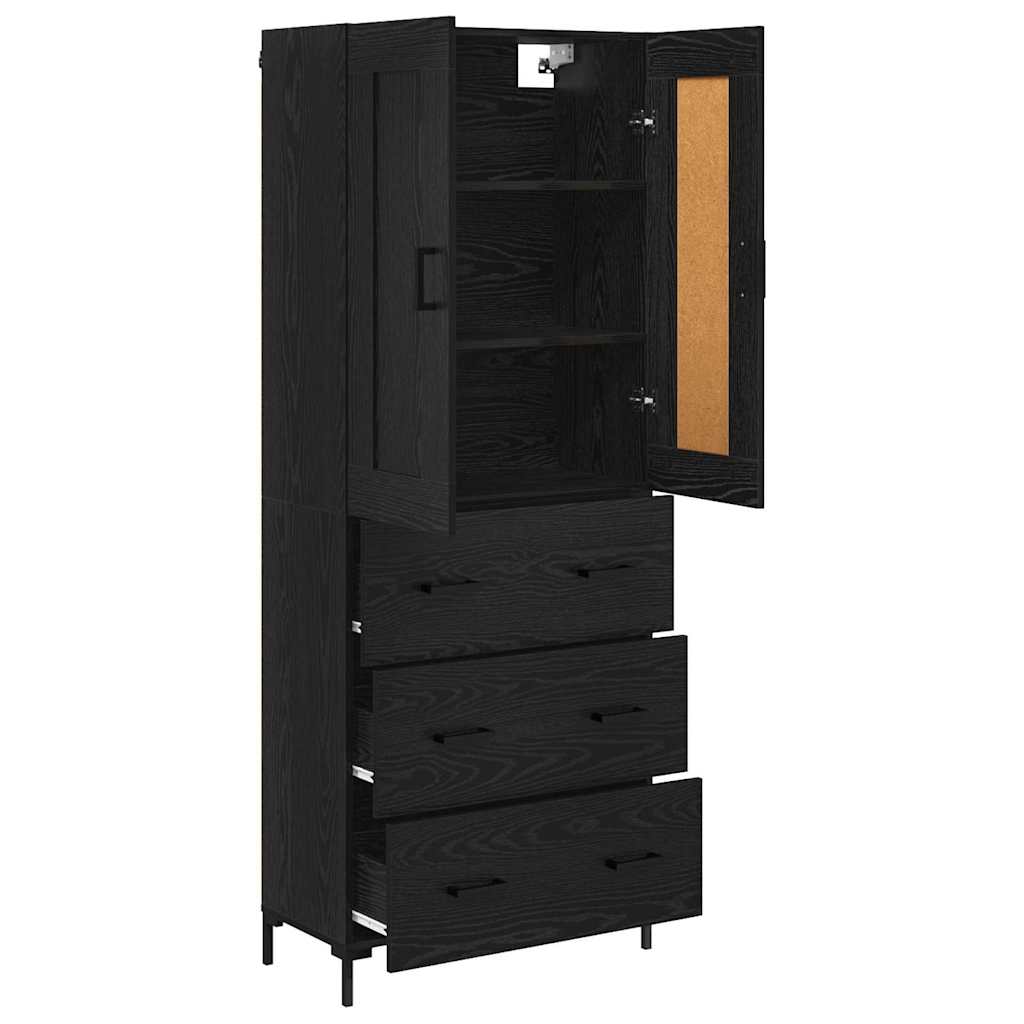 Highboard 2 stk. Schwarz Eichen-Optik 69,5 x 34 x 180 cm