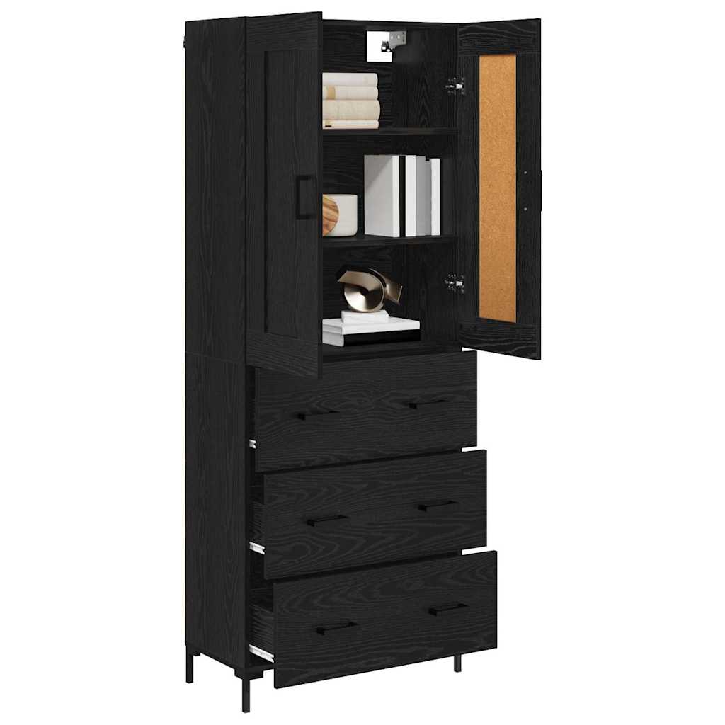 Highboard 2 stk. Schwarz Eichen-Optik 69,5 x 34 x 180 cm