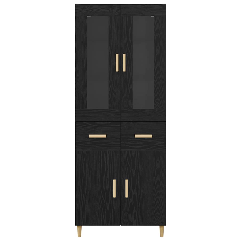 Highboard Schwarz Eichen-Optik 69,5 x 34 x 180 cm Holzwerkstoff