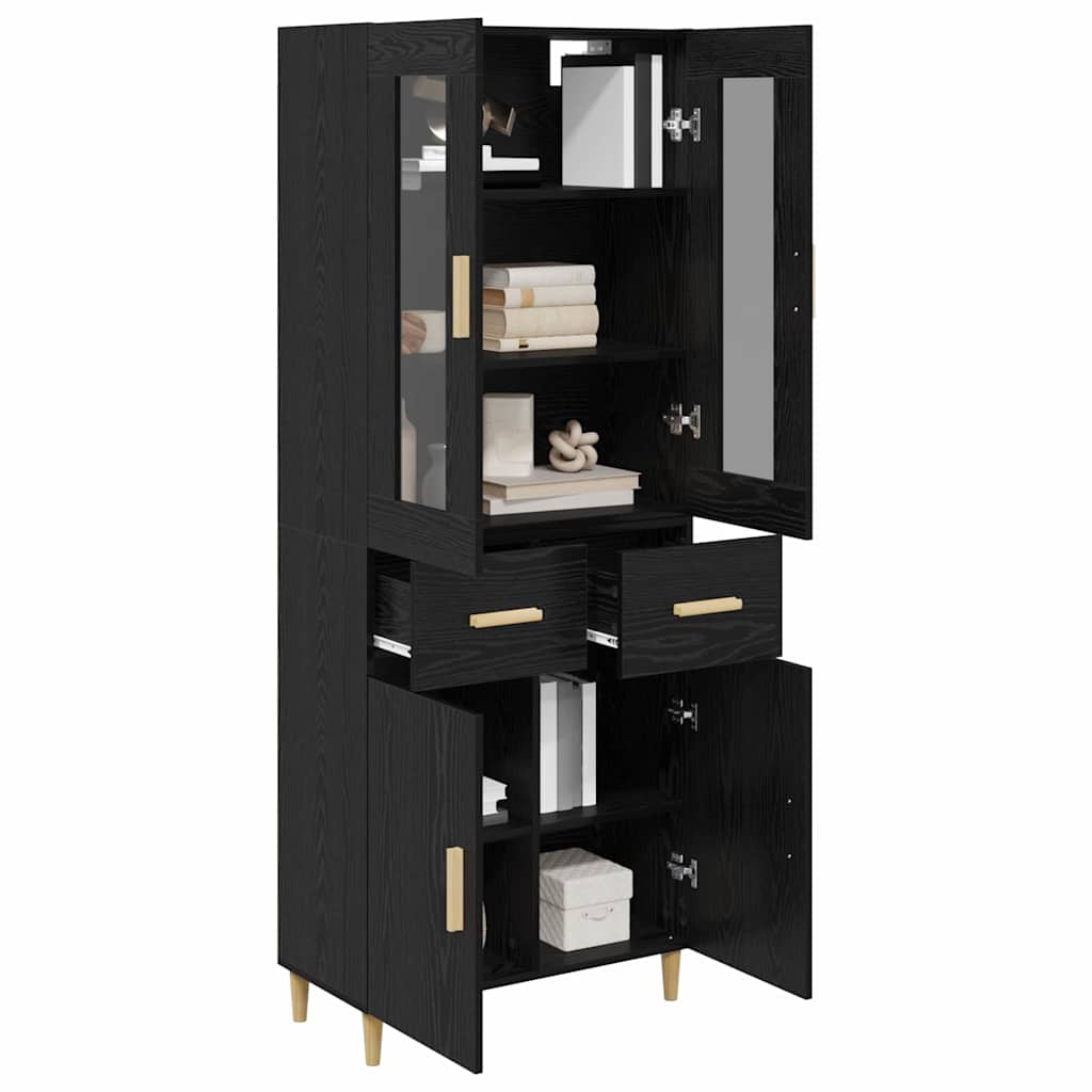 Highboard Schwarz Eichen-Optik 69,5 x 34 x 180 cm Holzwerkstoff