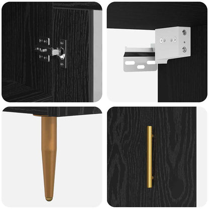 Highboard 2 stk. Schwarz Eichen-Optik 34,5 x 34 x 180 cm