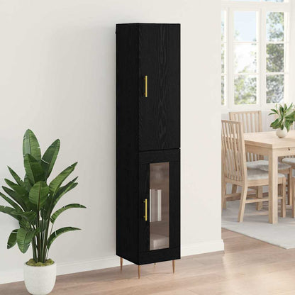 Highboard 2 stk. Schwarz Eichen-Optik 34,5 x 34 x 180 cm