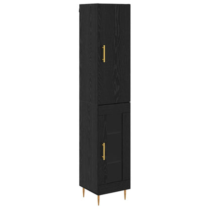 Highboard 2 stk. Schwarz Eichen-Optik 34,5 x 34 x 180 cm