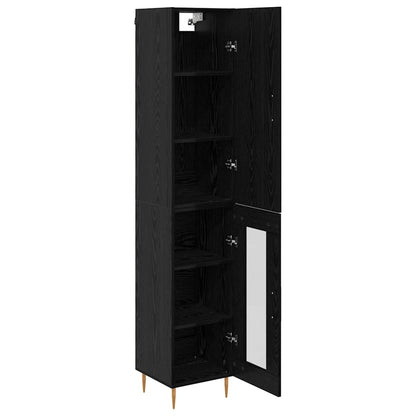 Highboard 2 stk. Schwarz Eichen-Optik 34,5 x 34 x 180 cm